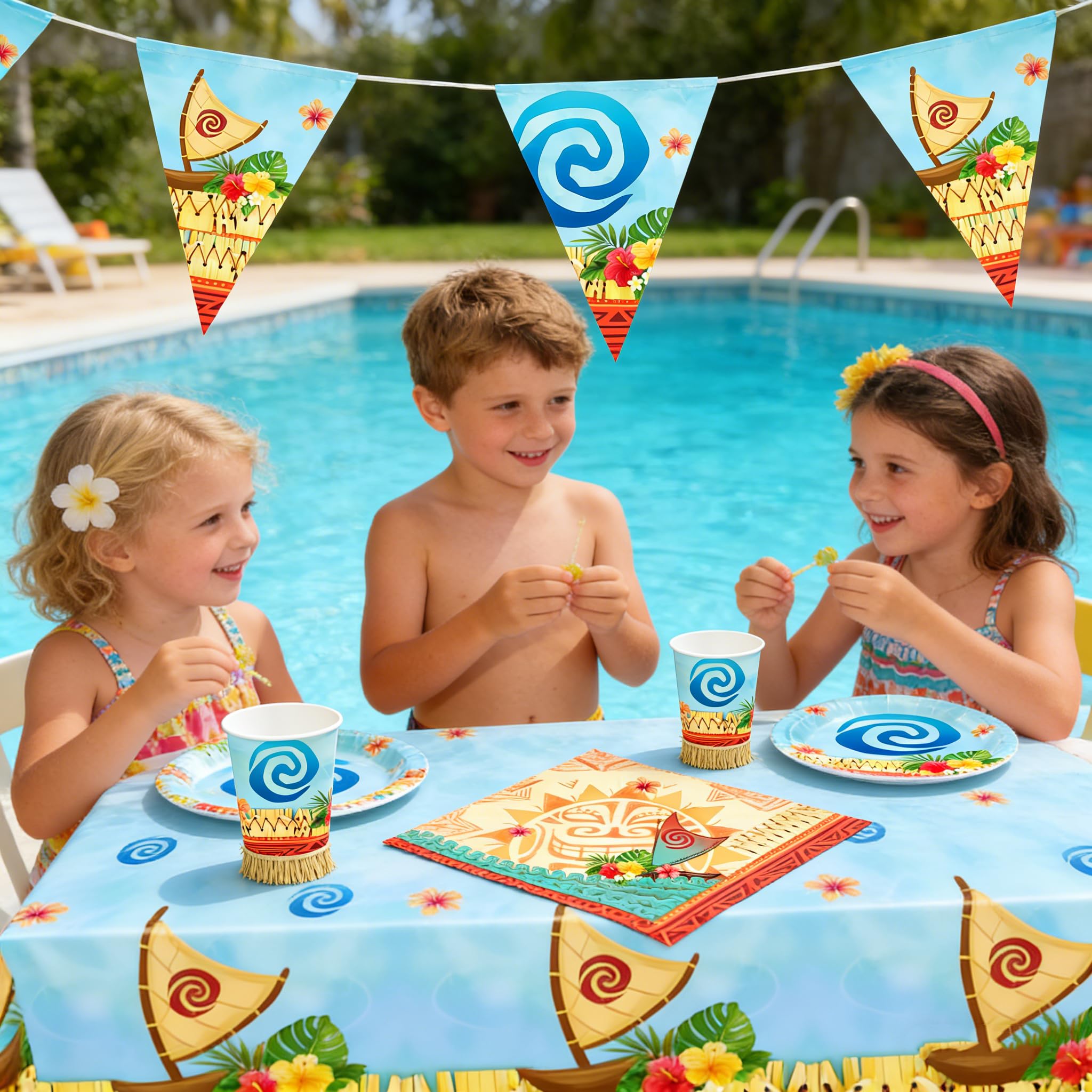 61 pezzi Set di stoviglie a tema Moana, articoli per feste Oceanic Adventure, festa di compleanno in stile hawaiano, per un massimo di 20 ospit