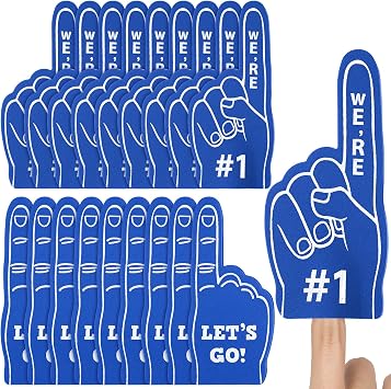 Sinmoe 24 Pcs Mini Foam Finger Baseball Fan Mini Foam Finger, Were #1 Sports Themed Party Supplies for Baseball Hockey Football Basketball Events Team GiftsDark Blue