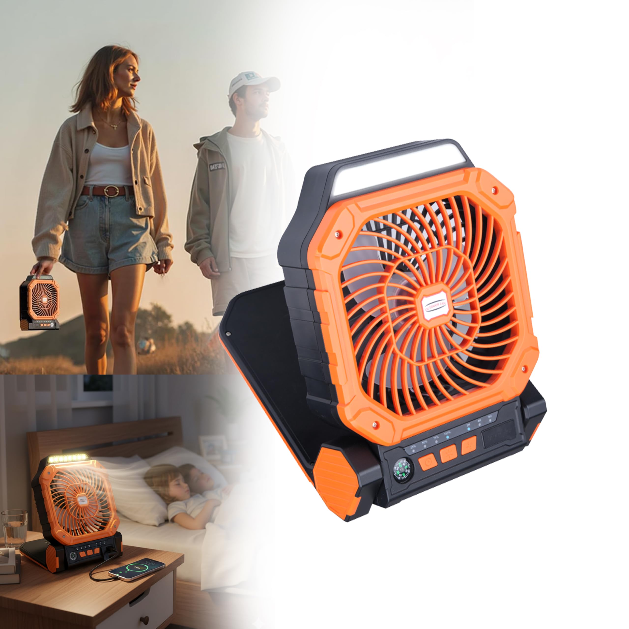 Homehop Rechargeable USB Portable Mini Solar Fan with Led Lantern for Travel, Camping, Tent, Bedroom ,Kitchen, Outdoor and Indoor Uses ( 7800 mAh,ABS)