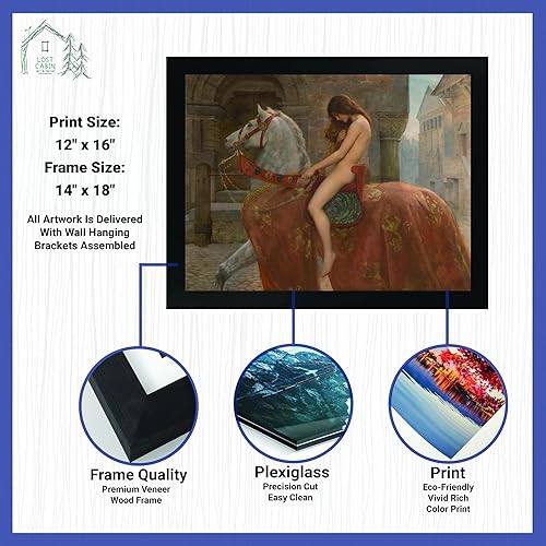 Miniatura 2 de Lost Cabin Lady Godiva de John Collier  Impresión en marco plano negro  Reproducción de pinturas de obras de arte finas  Póster decorativo enmarcado