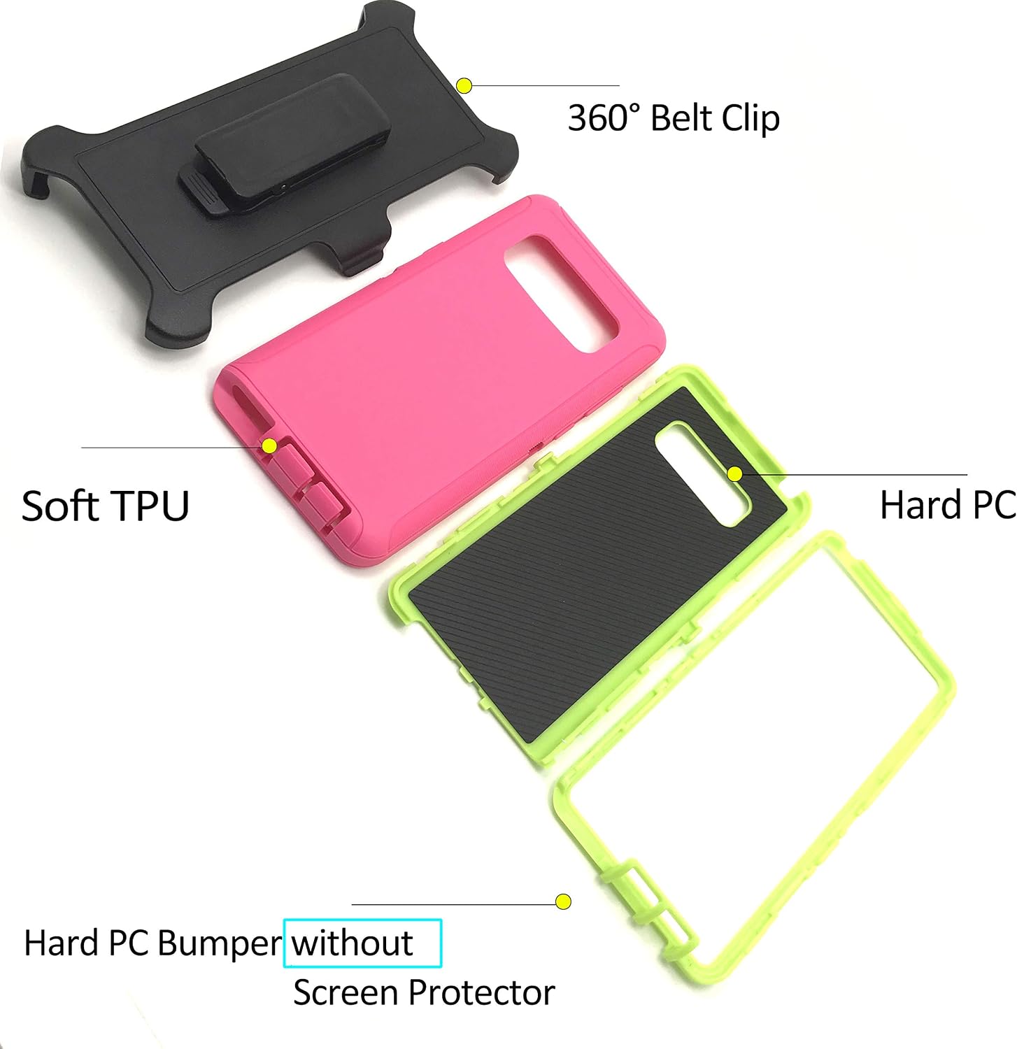 Samsung Galaxy Note 8 Phone Case,Note 8 Cases with Belt Clip Holster,Vodico Defender Heavy Duty Military Grade Shockproof High Impact Resistant Silicone Cover+Hard Bumper with Kickstand (Rose Green)