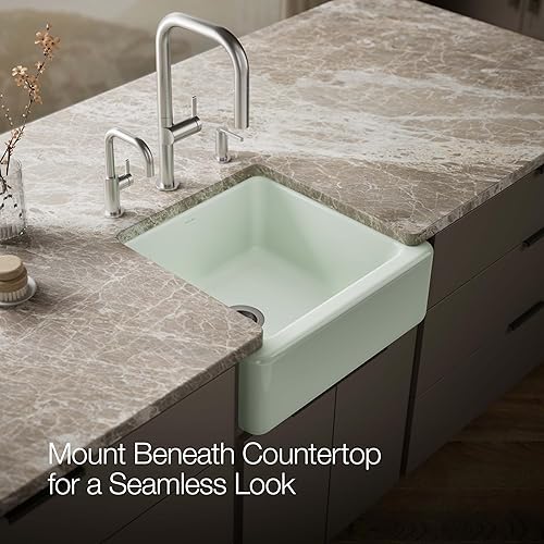 Vista 355 de Kohler Fregadero de la granja Kohler Whitehaven, Frente al delantal altos, K-6489-0, Blanco