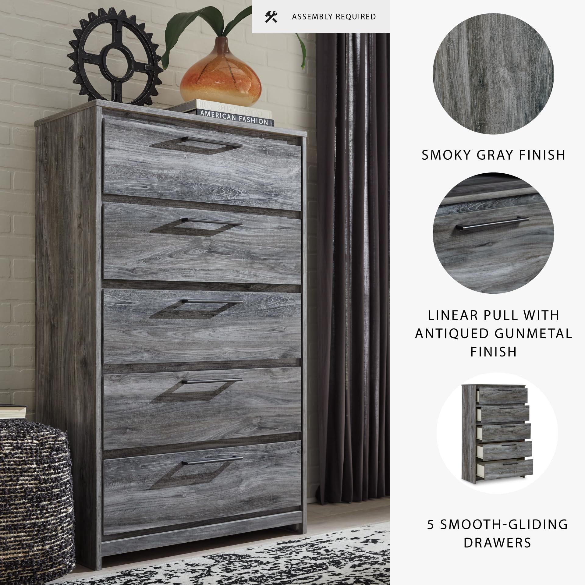 Amazon.com: Signature Design by Ashley Baystorm Rustic 5 Drawer