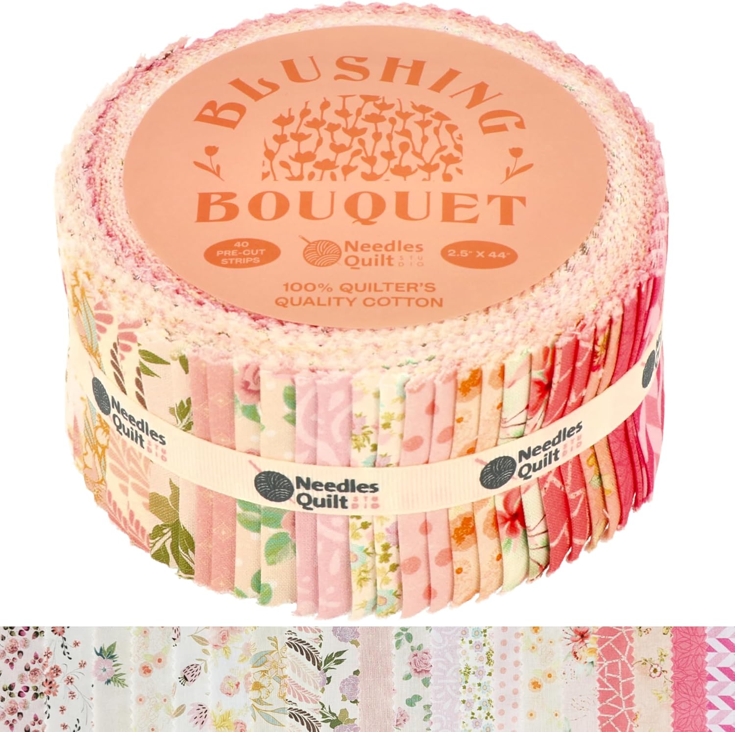 Jelly Roll for Quilting Clearance 40 Strip 2.5" x 44" | Cotton Strips Bundles – Perfect Quilting Fabric for Sewing, Precut Quilt Projects, and DIY Crafts (Blushing Bouquet)