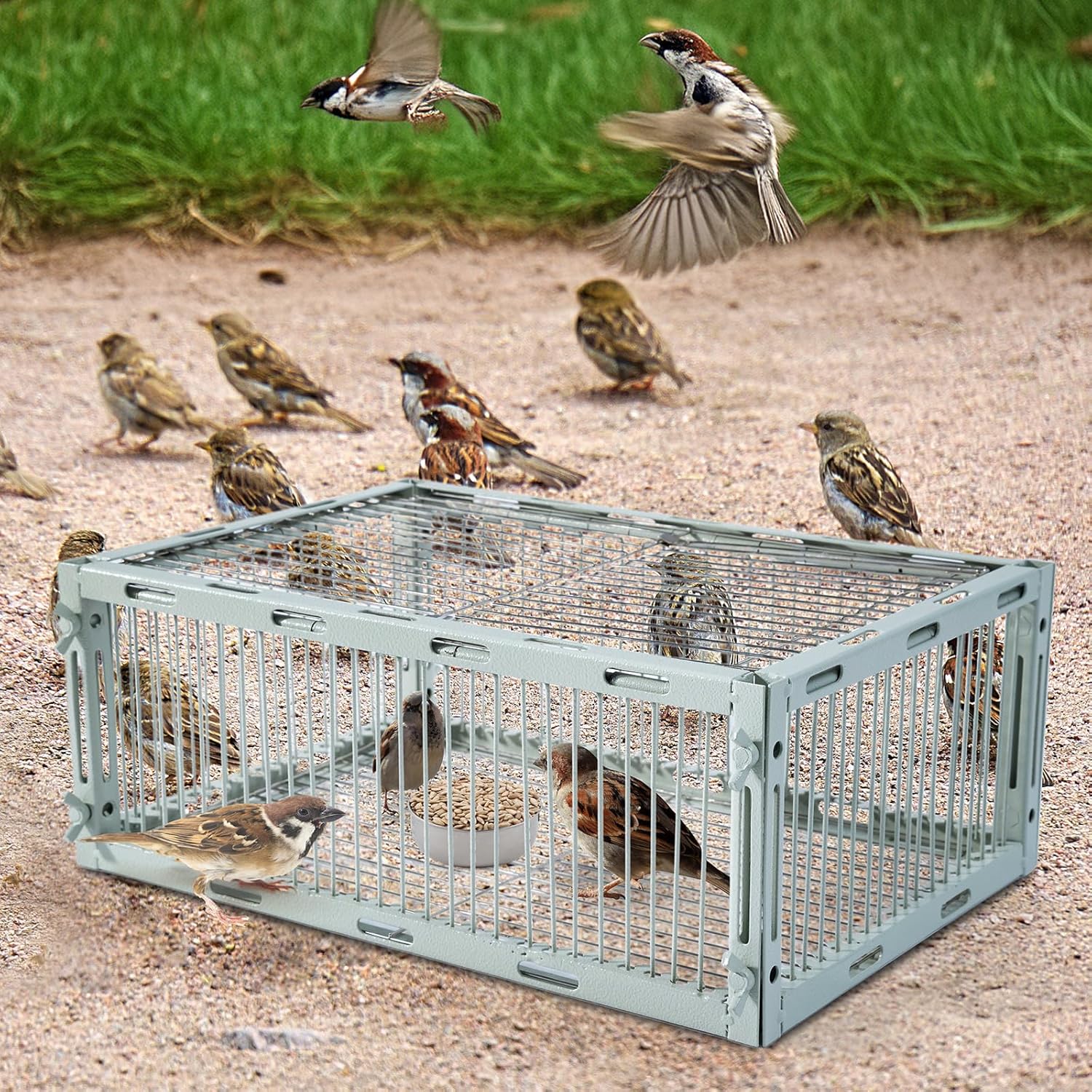 Bird Trap Cage with Escape-Proof, Bird Traps for Small Birds Live, Sparrow Trap, Portable, Easy Assembly, and Unharmful.Made of lron with Anti-Rust Paint A3