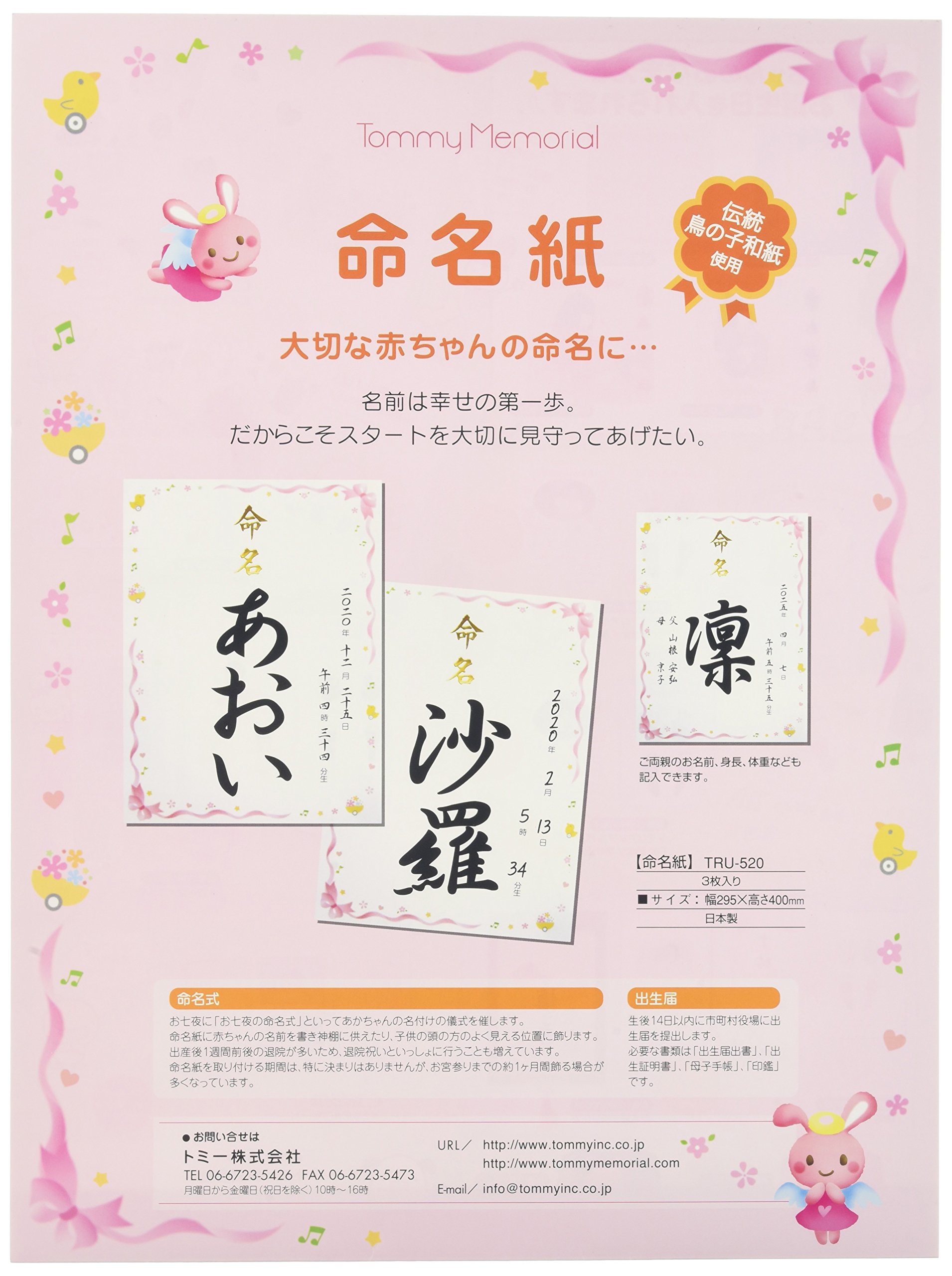Amazon | トミーメモリアル 赤ちゃんの命名紙 TRU520 ピンク 1個 (x 1