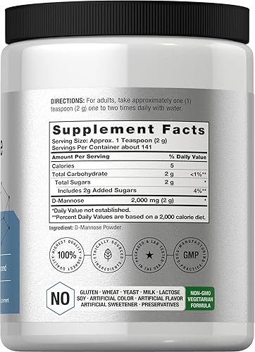 Miniatura 2 de Horbaach D-manosa en polvo | 10 onzas | Suplemento para mujeres y hombres | Sin sabor | Vegetariano, sin OMG y sin gluten