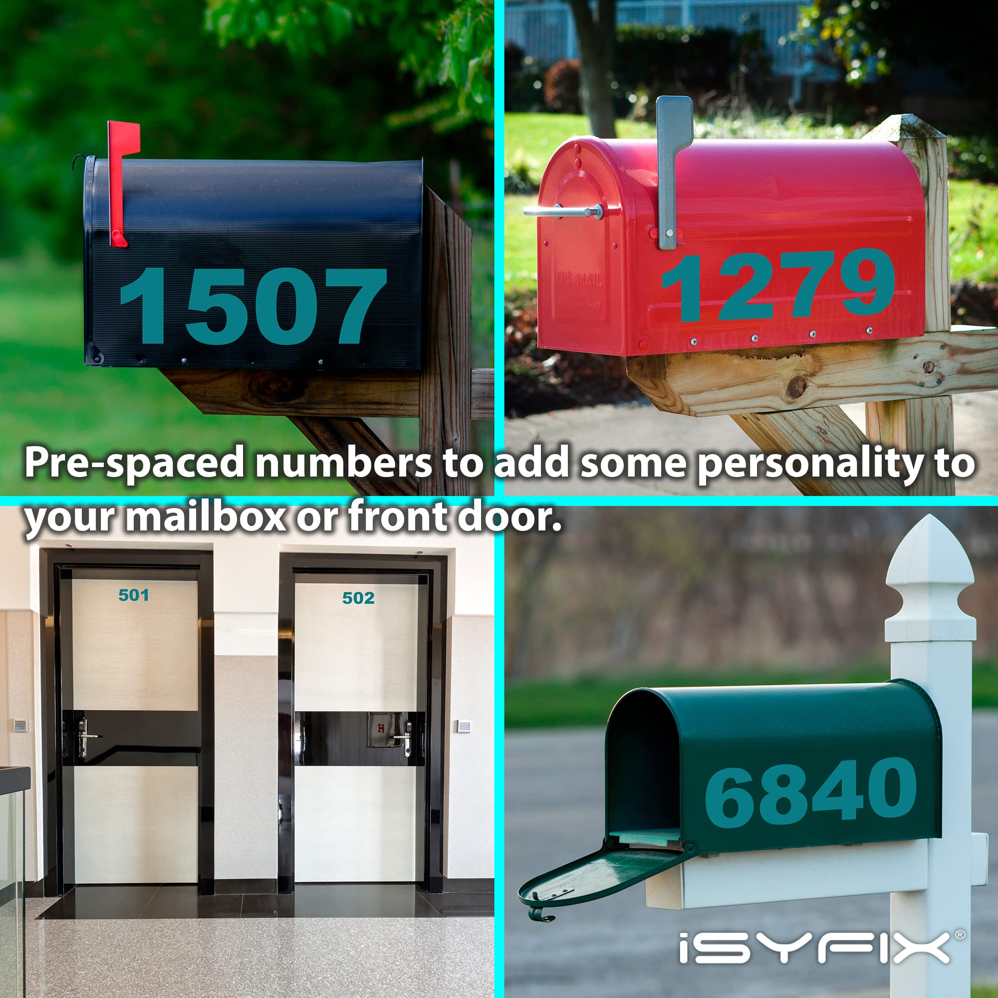 Snapklik.com : iSYFIX Turquoise Blue Vinyl Numbers Stickers 5 Inch Self ...