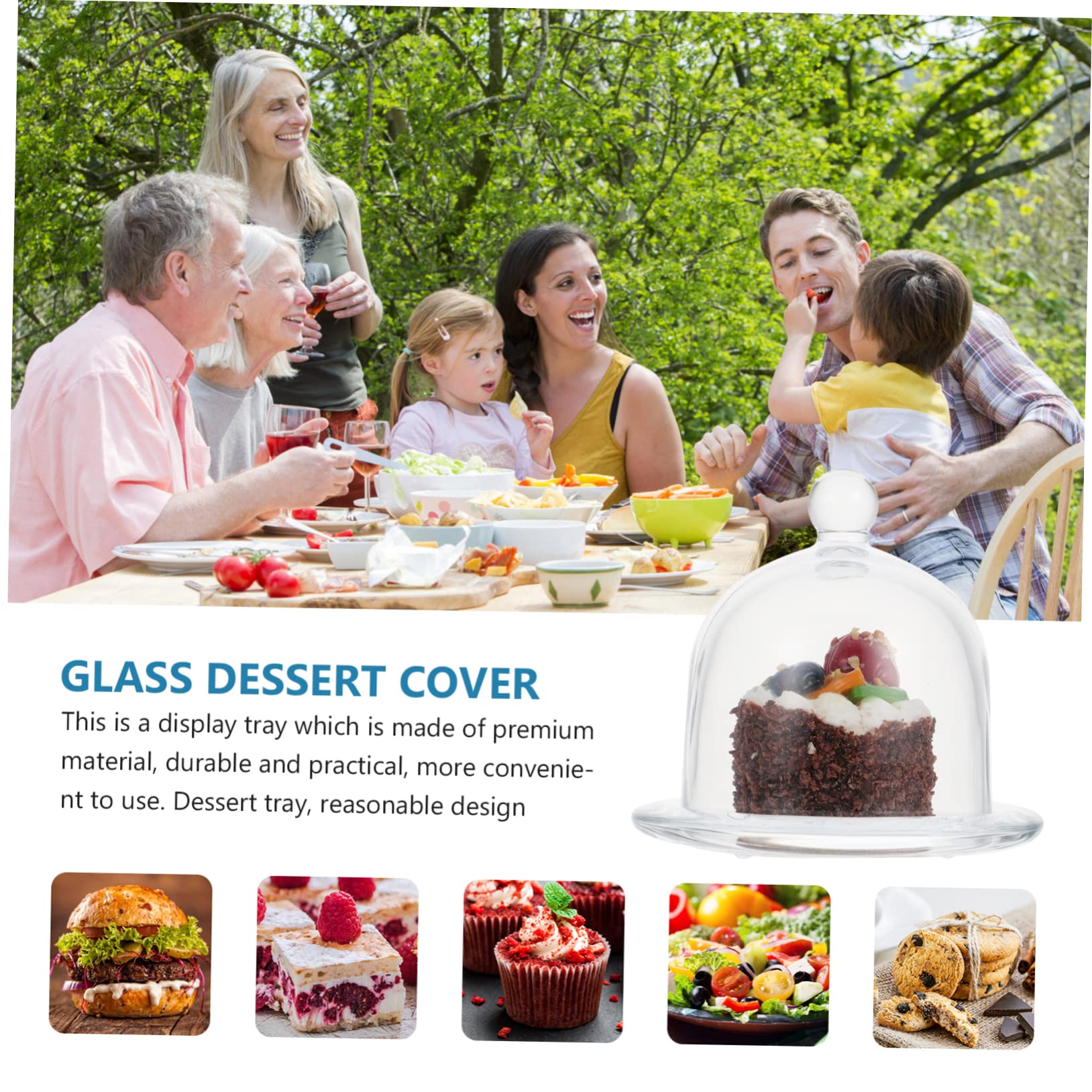 Yardwe Coupole de Verre De Gâteau Gâteau Gâteau Stand avec Couvercle Clair Rond Cloche Dôme Gâteau Affichage Couverture Gâteau Moule À Gâteau en Verre Couverture Plat De Nourriture pour