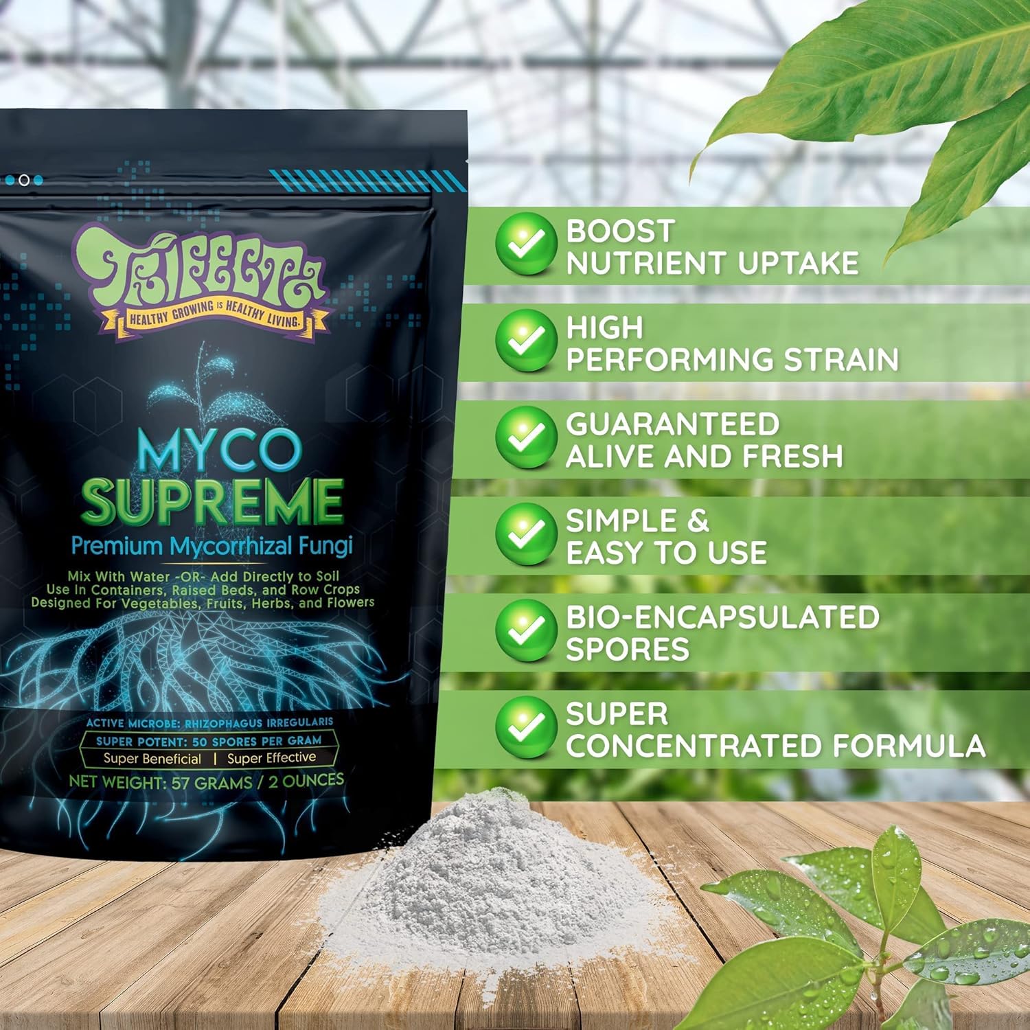 Trifecta Natural Grower Discounted Bundle Pack: Crop Control and Myco Supreme Root Enhancer - Help Defeat Mildew, Mold, Mites and Boost Your Roots to Increase Nutrient Uptake (32 oz and 2 oz)