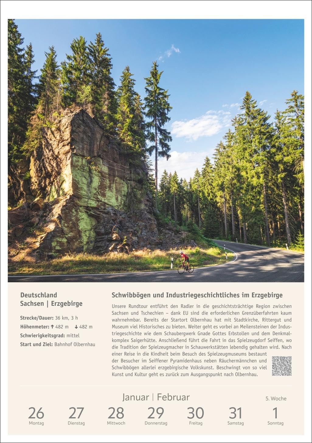 Radwanderlust Wochen-Kulturkalender 2026 - 53 Touren von Rügen bis Südtirol: Fotokalender mit Radtouren durch Deutschland und Europa. Ausflüge entdecken mit dem praktischen Wandkalender 2026