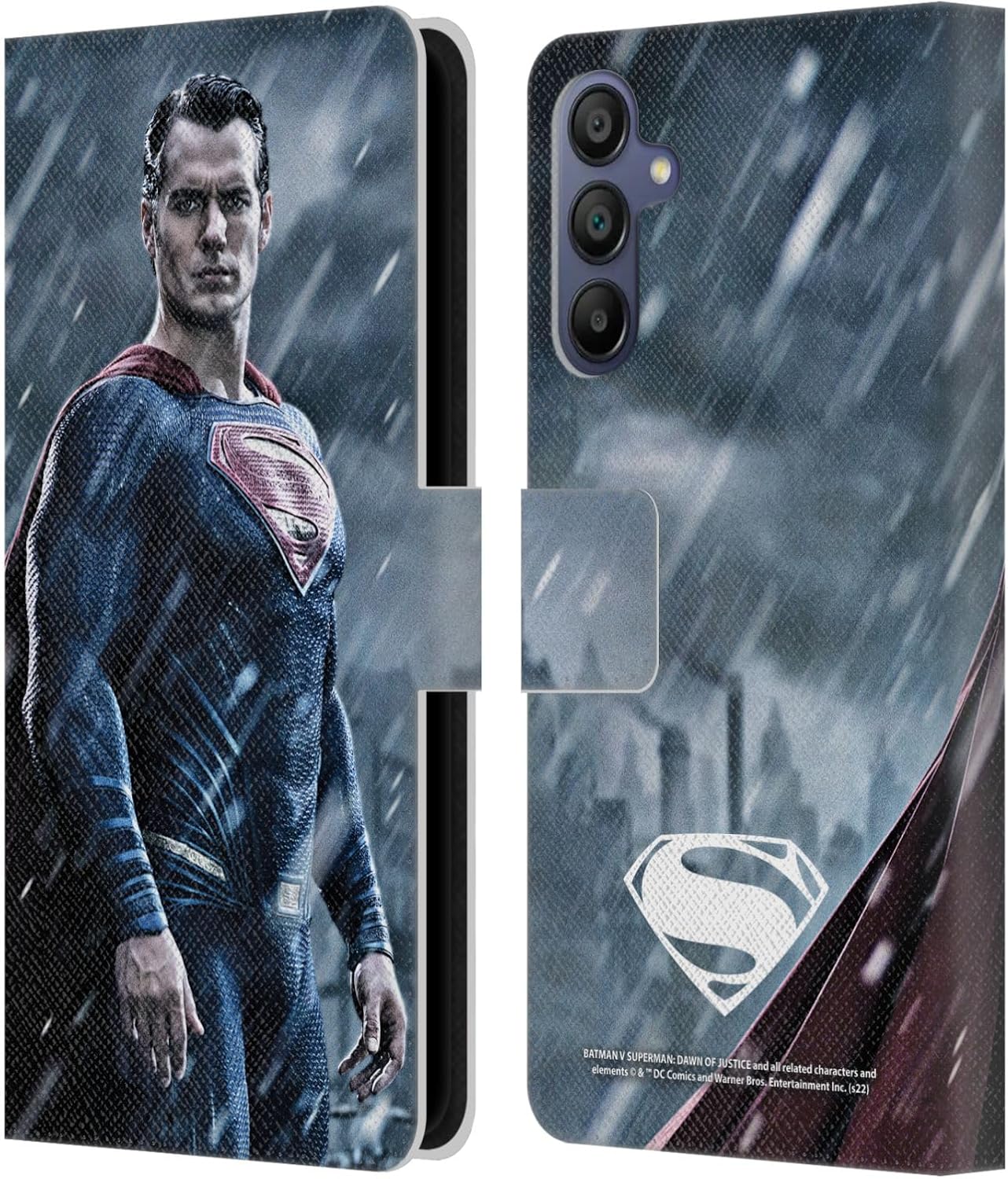 Head Case Designs Officially Licensed Batman V Superman: Dawn of Justice Sticker Collage Graphics Leather Wallet Case Compatible with Samsung Galaxy A15