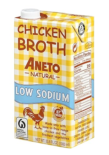 Aneto Caldo de pollo 100% natural bajo en sodio  34 onzas líquidas - 1 paquete  Ingredientes más frescos  Sin concentrados ni polvos