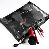 Vista 5 de Norme 10 bolsas de malla negra, bolsas de maquillaje, bolsas de organizador de viaje para cosméticos, bolsa de malla con cremallera, estuche