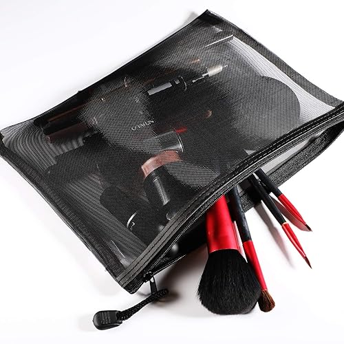 Miniatura 5 de Norme 10 bolsas de malla negra, bolsas de maquillaje, bolsas de organizador de viaje para cosméticos, bolsa de malla con cremallera, estuche para