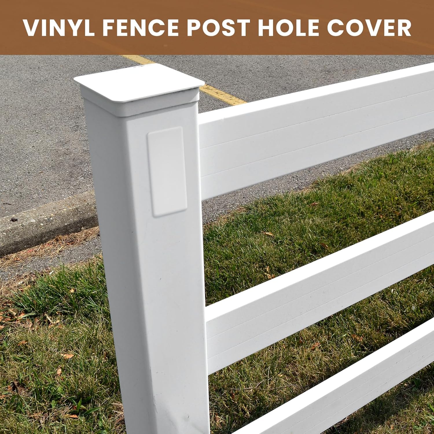 Xuhal 8 Pack 1.5" x 5.5" Vinyl Fence Post Hole Covers Plugs White, Clip-on