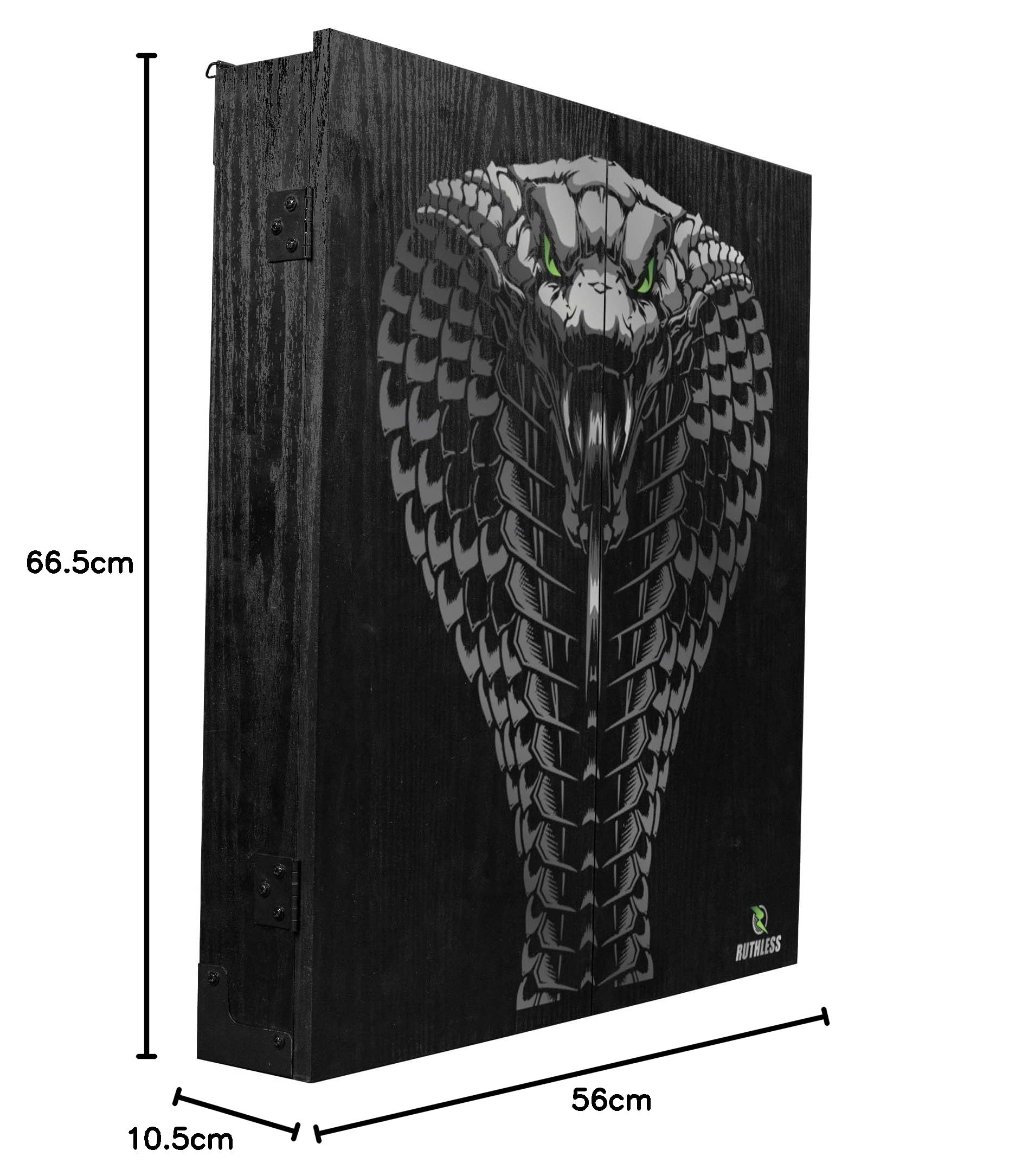 RUTHLESS Armoire de rangement professionnelle robuste carrée noire pour cible de fléchettes | Rangement pour cible de fléchettes (Cobra vert)
