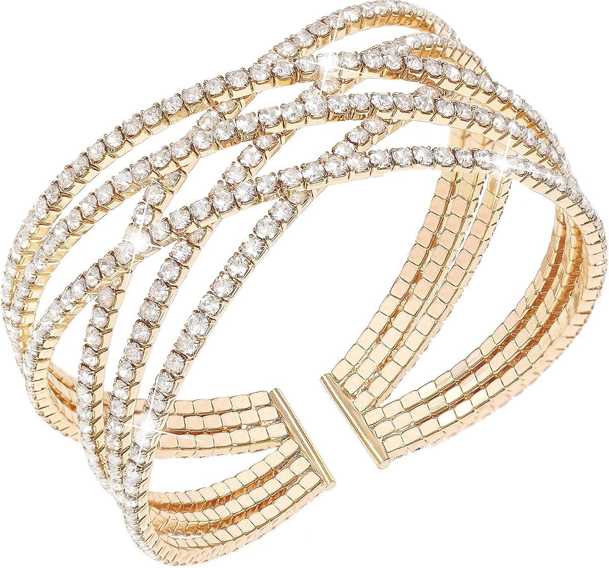 Suyi Rhinestone Bracelet Multilayer Gold Cuff Bracelet for Women Crystal Braidal Bracelets