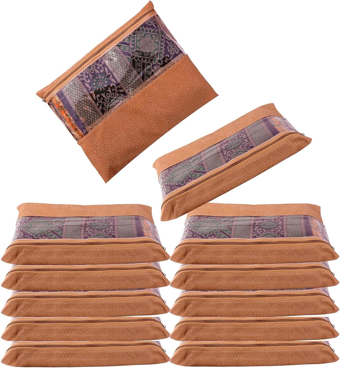 JD FRESH Pack of 12 Peices Saree Covers With Zip Saree Bags Storage Sari Cover Bags Cotton Saree Cover Saree Organizer For Wardrobe Saree Pouches For Storage Sari Bags (Size 14 x 17 Inch)