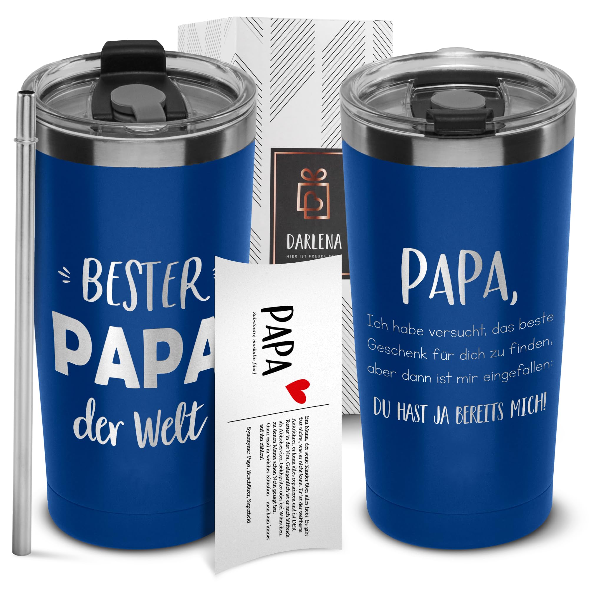 Darlena Thermobecher Bester Papa | Geschenk für Papa zum Geburtstag, Vatertag oder Weihnachten | Kaffeebecher to Go mit Spruch