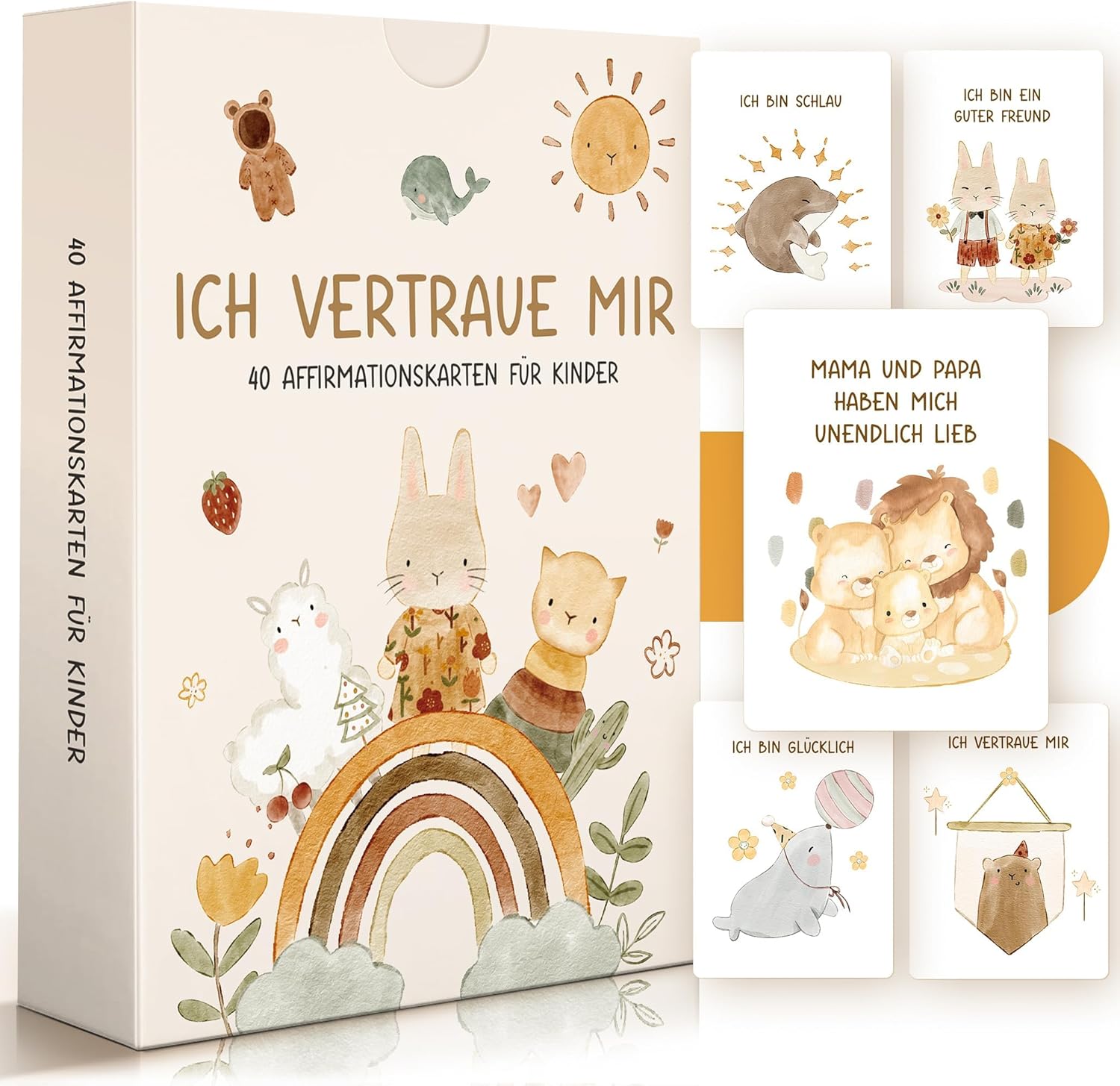 40 liebevoll gestaltete Affirmationskarten für Kinder von 3 bis 6 ...