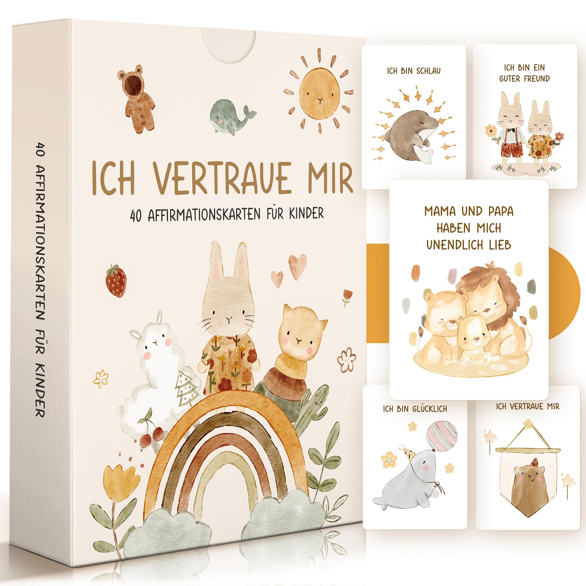 40 liebevoll gestaltete Affirmationskarten für Kinder von 3 bis 6 Jahren Kurze, leicht verständliche positive Sätze für Kindergarten, Vorschule, Gefühle, Selbstvertrauen und gemeinsame Alltagsrituale
