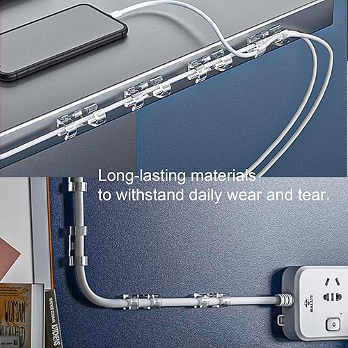 Miniatura 2 de Clips para cables con almohadillas autoadhesivas fuertes, no requiere herramientas, organiza cables y cables, juego de 20 (transparente, medio)