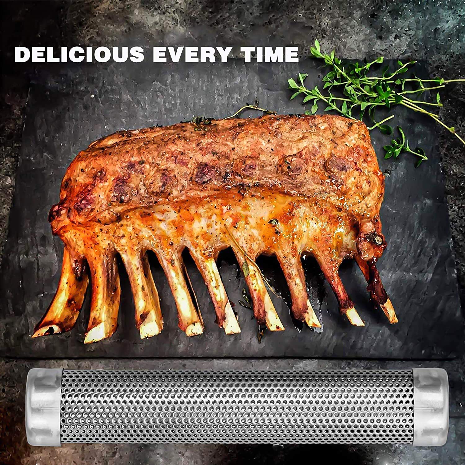 Barbecue - Tubo per affumicatura in acciaio inox 304, 30,5 cm, accessori per barbecue a gas e barbecue a carbone, scatola per affumicatura, pellet