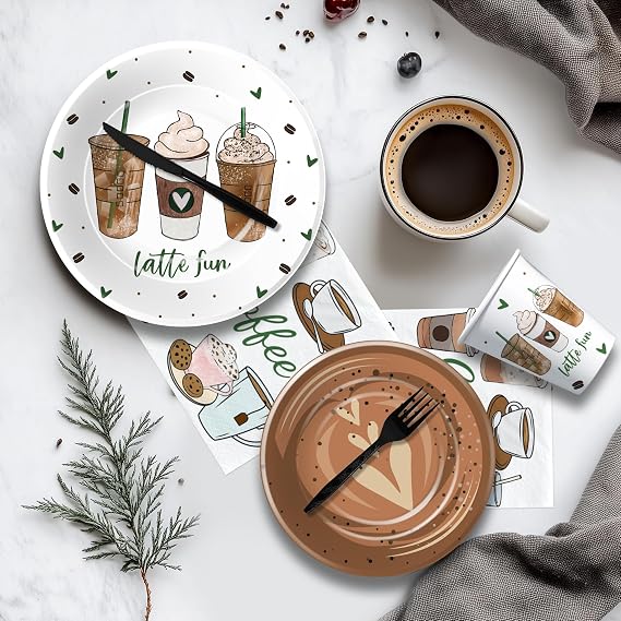 APOWBLS Coffee Party Decorations, Latte Fun Coffee Birthday Party Supplies