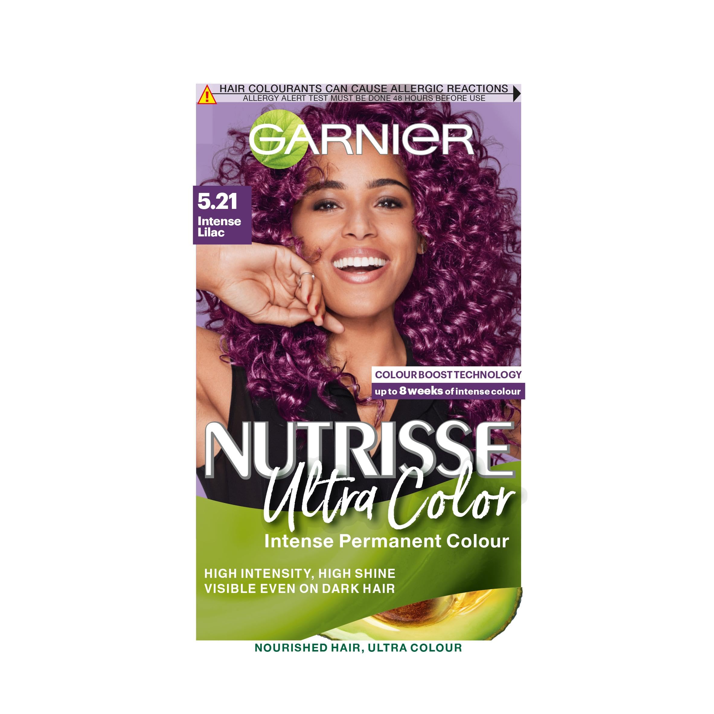 Garnier Nutrisse Ultra Color, Permanent Hair Dye, Intense Colour, For All Hair Types, 5.21 Intense Lilac