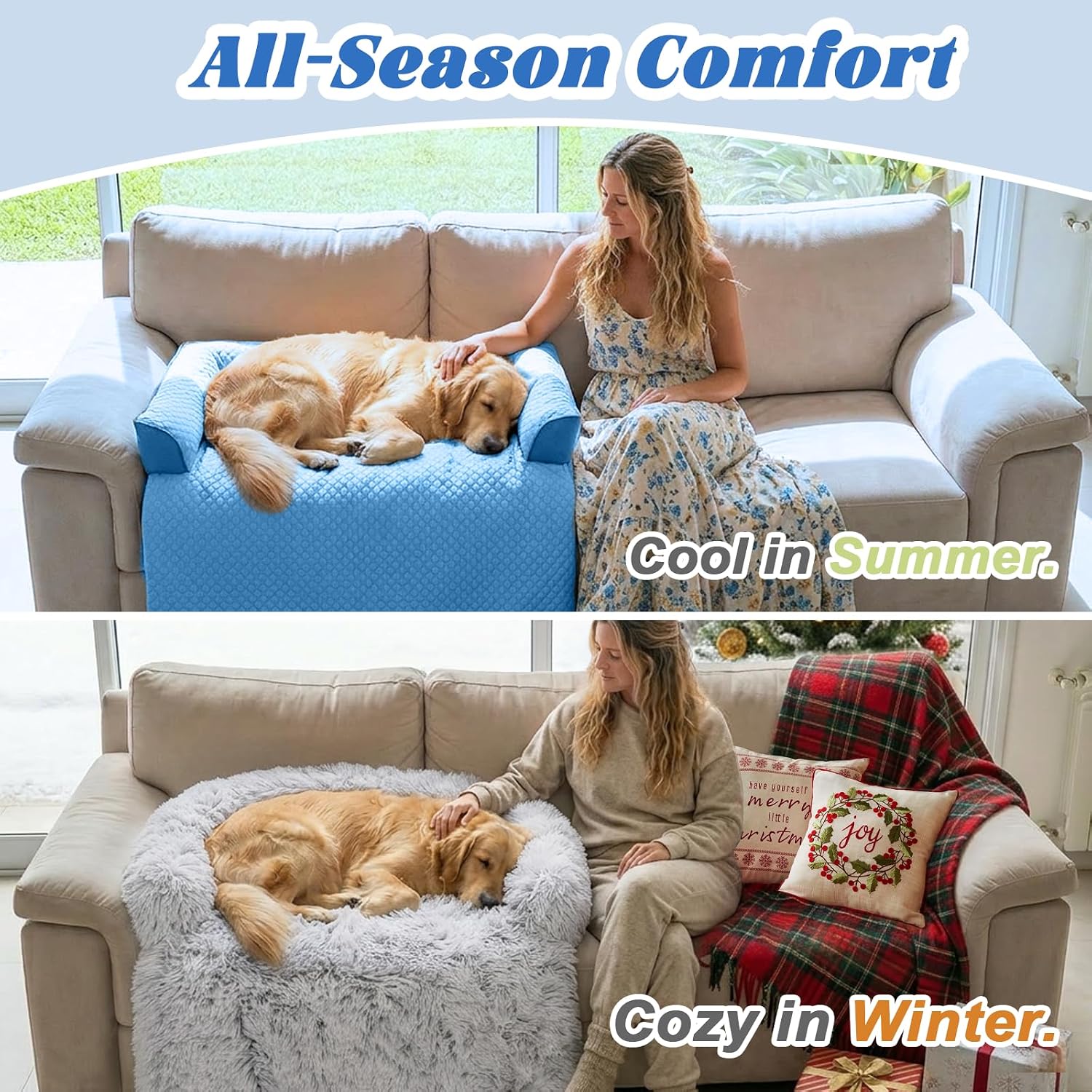 GGIB Cooling Dog Bed Mat with Bolster Pillow, Small Washable Couch Cover — view 8