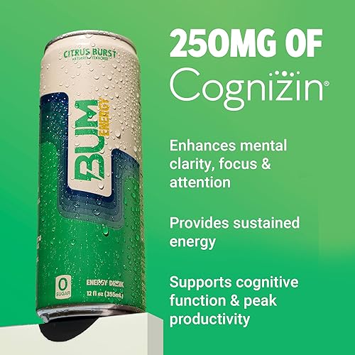 Vista 40 de BUM - Bebida energética sin azúcar, cereza escarcha, ligeramente carbonatada y sin colores artificiales, cafeína natural y citicolina para energía