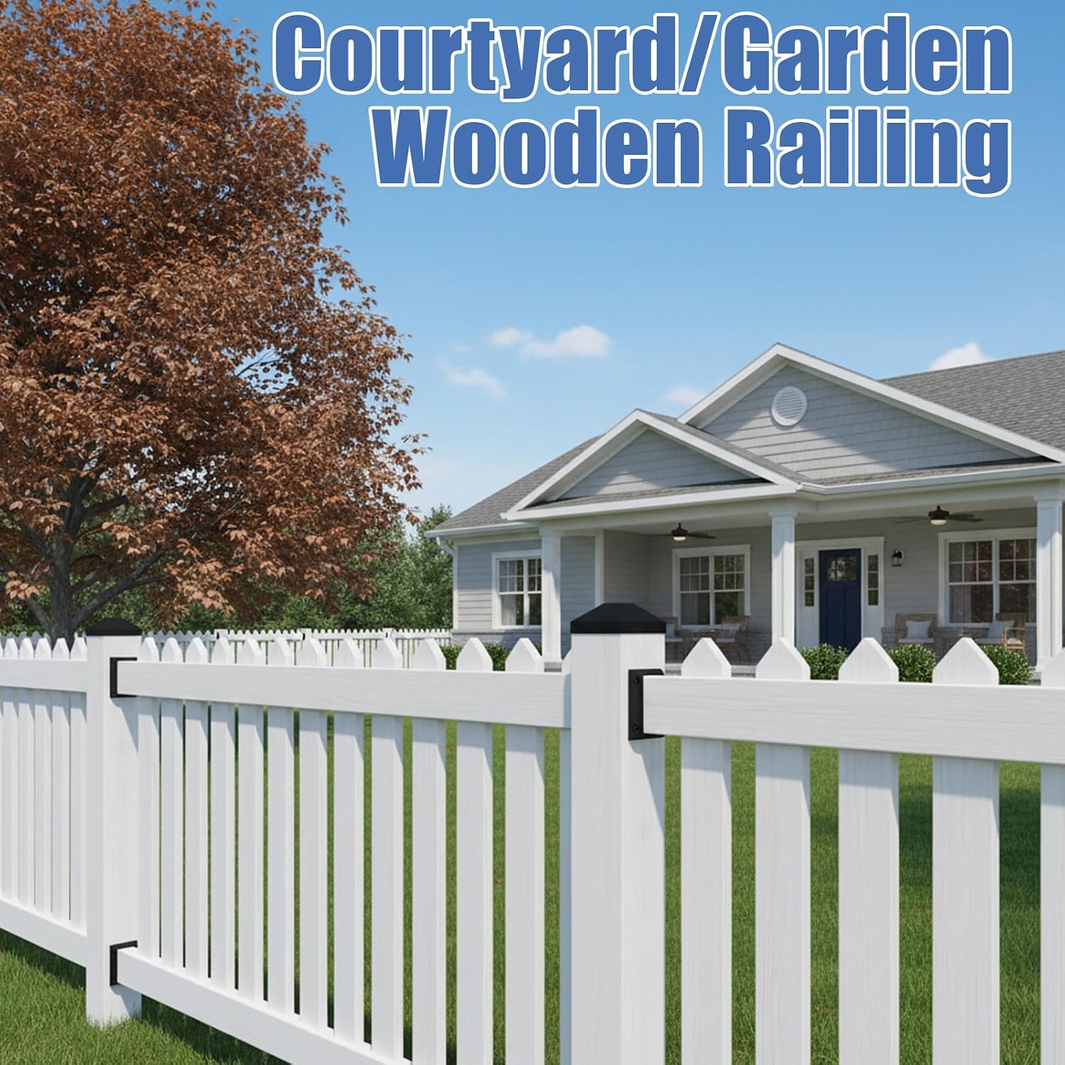 20pcs Deck Railing Brackets Connectors for 2x4 Railing Connectors Wood Adjustable Fence Post Bracket with 120 Screws for Deck Railings Vinyl Porch Handrail Barn and Beam end Connection Installation