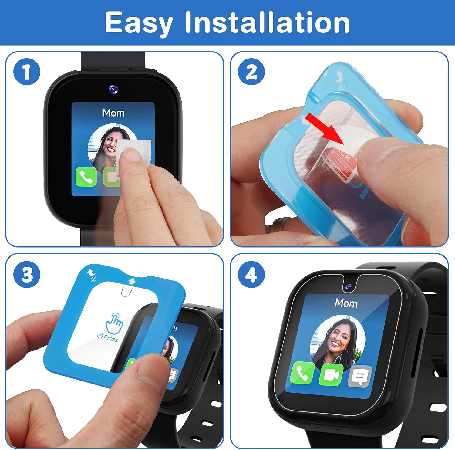 2 Pack Tempered Glass Screen Protector for SyncUP Kids Watch 2 with Auto-Alignment Installation Frame, HD Clear Scratch Resistant Protective Film Compatible with SyncUP Kids Watch 2