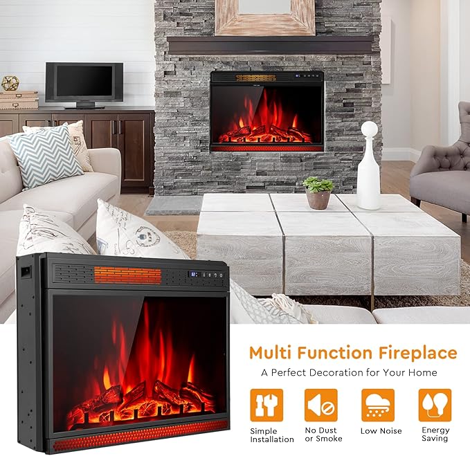 Chimenea Eléctrica COSTWAY 28 Pulgadas, 900/1350W, Control Remoto miniatura 7
