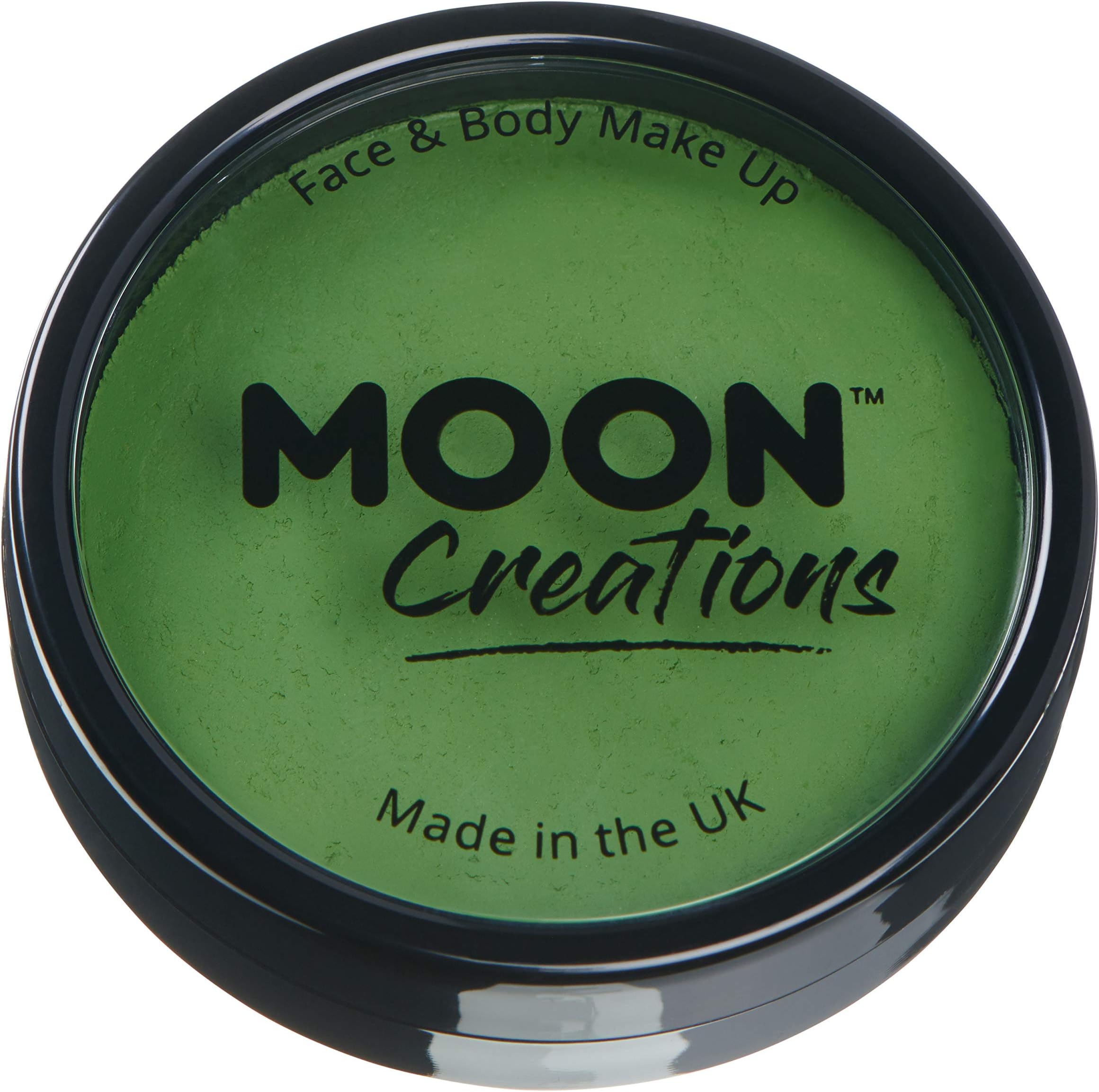 Moon Creations Pro Face & Body Makeup | Grass Green | 36g | Professional Colour Paint Cake Pots for Face Painting | Face Paint For Kids, Adults, Fancy Dress, Festivals, Halloween