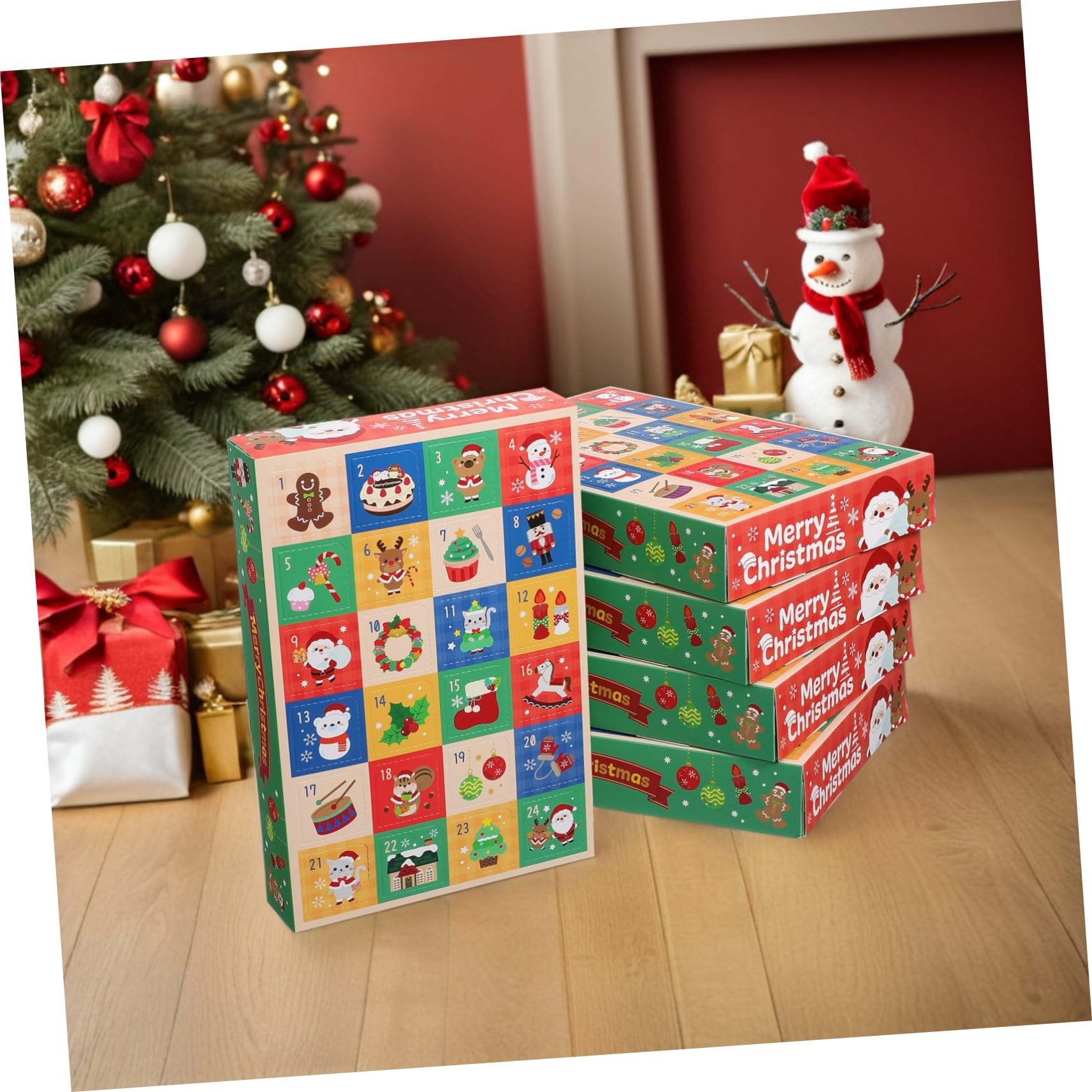 IMIKEYA 15 Pezzi Calendario Avvento di Natale Scatole di Carta Vuote da 24 Giorni per Caramelle e Dolcetti Conto alla Rovescia Creativo per Feste e Attività Familiari