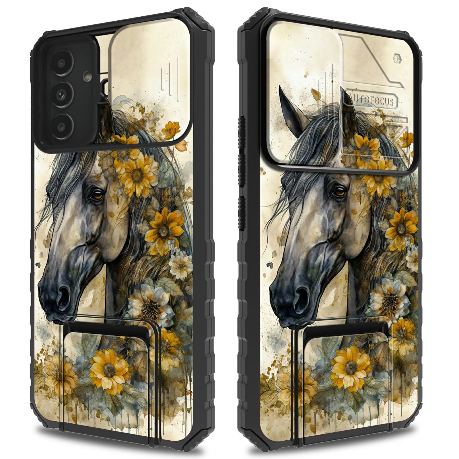 BFSEROBJ for Samsung A15 5G Case with Kickstand and Camera Cover Dual Layer Hard PC + Soft TPU Shock Proof Protective Phone Case for Samsung Galaxy