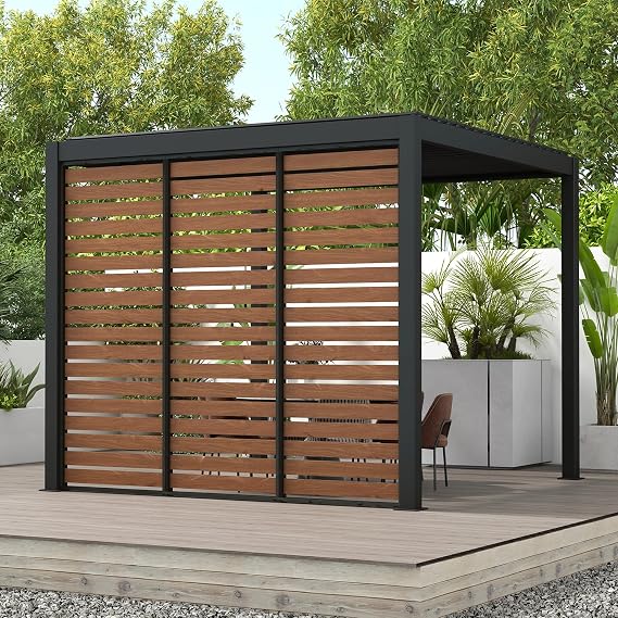 Mirador Accessory - Aluminum Deco Wall Panorama 1/3 10' Side for Pergola 111 Series, Easy Install Windproof UV-Resistant, Takasho, not pergola