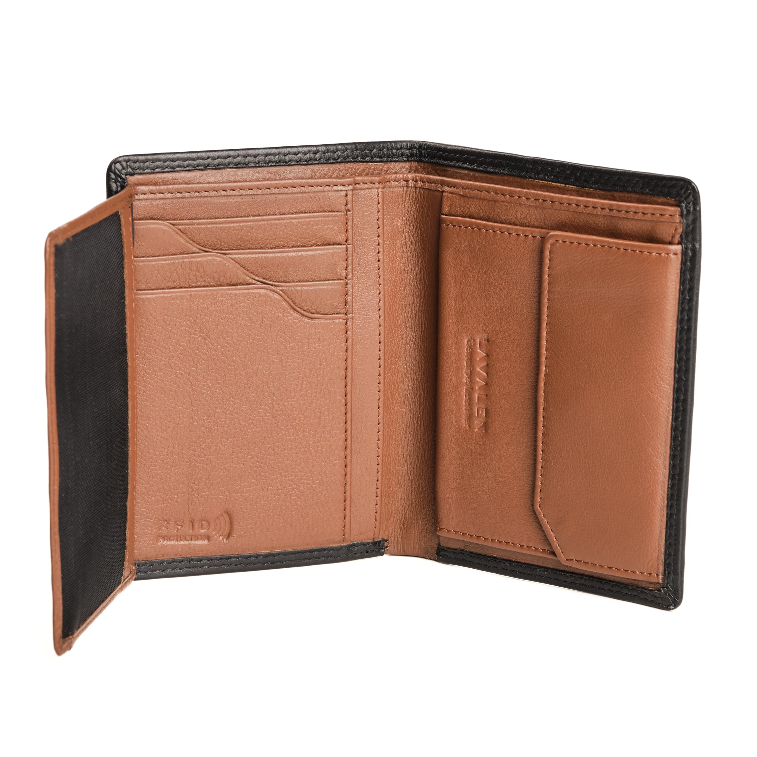 Portefeuille Homme Cuir Veritable - Portefeuilles et Porte-Cartes - Porte Carte avec RFID - Porte Monnaie Homme Cuir Grande Capacite - Portecarte Bancaire Verticale - Idee Cadeau Original.