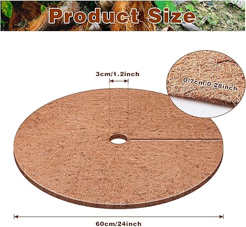 Miniatura 2 de 12 tapetes protectores de árbol de fibra de coco, fibra de coco, protección natural para ciprés, paisajismo, cubierta de plantas de disco de árbol,