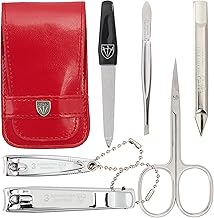 3 Swords Germany - brand quality 6 piece manicure pedicure set for nail care scissors clipper with case by 3 Swords Germany - red