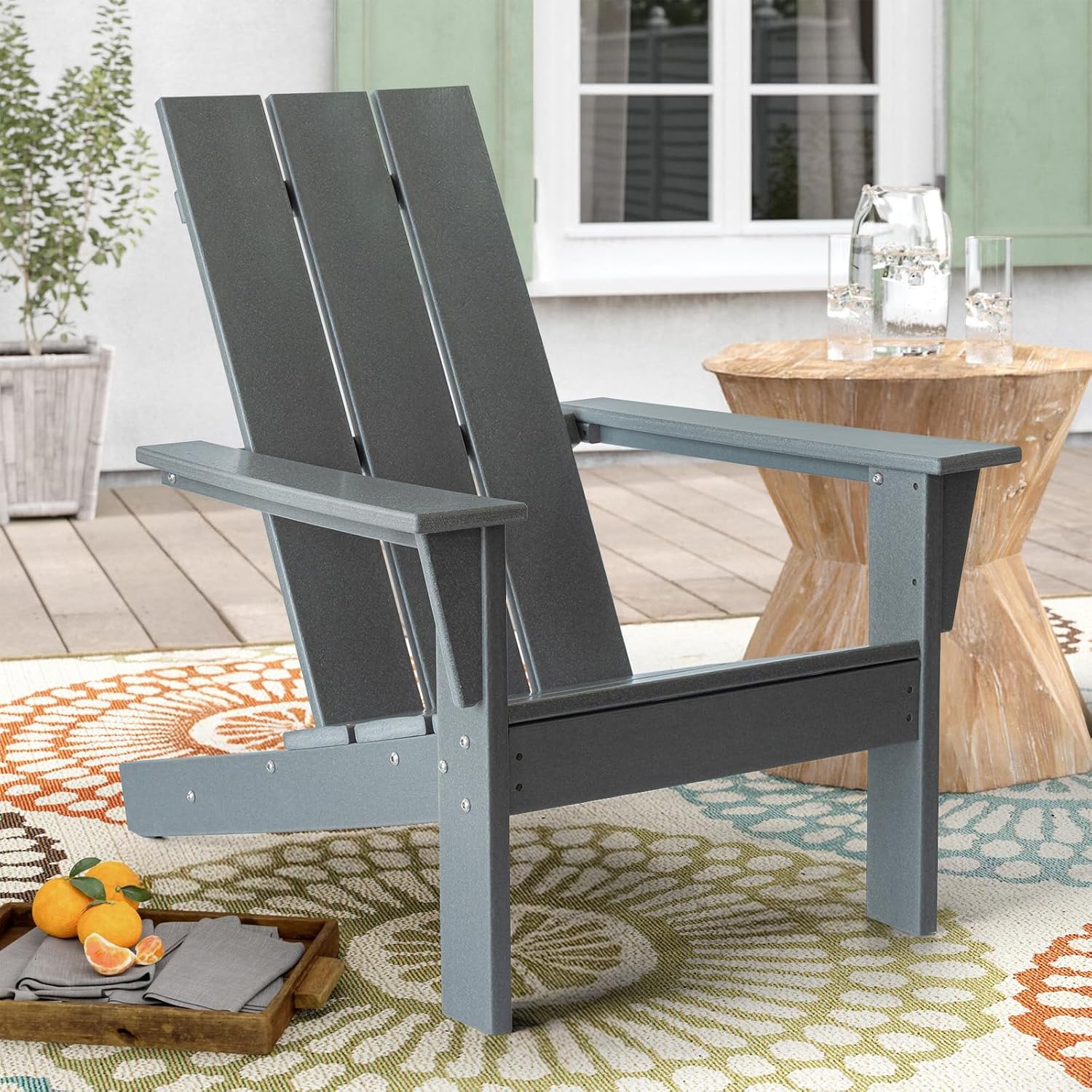 PROHIKER Adirondack Chair, HDPE Patio Chair, All Weather Outdoor Chairs for Lawn Garden Porch Backyard(Grey)