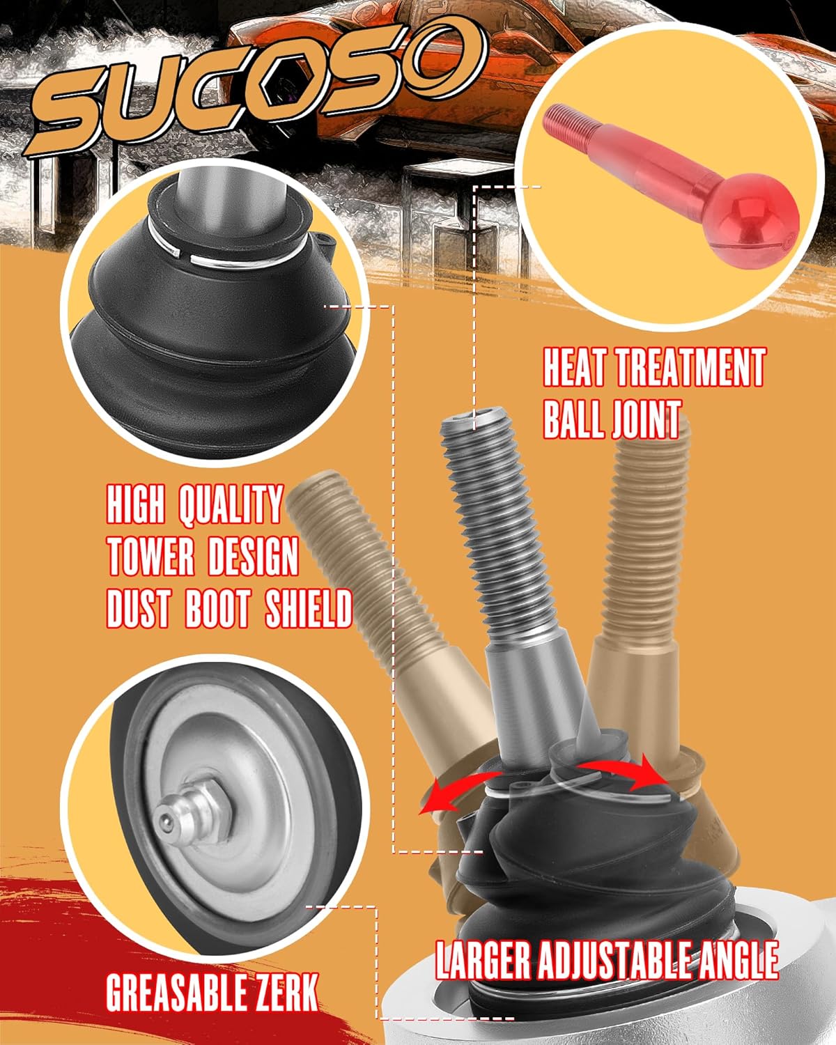 Forged Upper Control Arms for 2-4 Inch Lift, Front Aluminum Control Arms with Ball Joints for 2007-2018 Chevy Silverado GMC Sierra 1500, Adjustable Suspension UCA for Tahoe Yukon Suburban