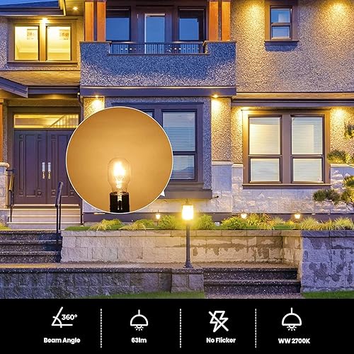 Miniatura 3 de T5 - Bombilla de paisaje con base de cuña de 12 V, 11 W, bajo voltaje, bombillas de paisaje T5, base de cuña, luces de jardín, blanco cálido, 2700