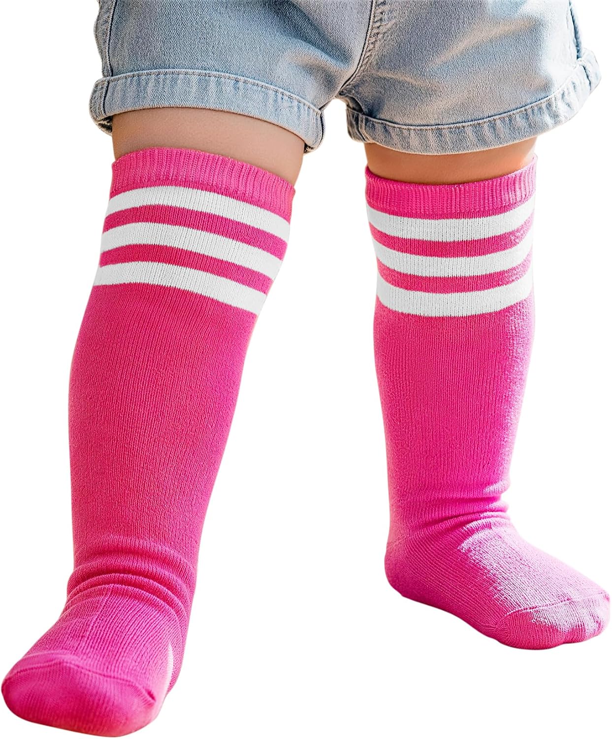 Zando Toddler Knee High Socks School Uniform Dress Cotton Soccer Socks Baby Long Stockings for Girls Boys 1-3 Years