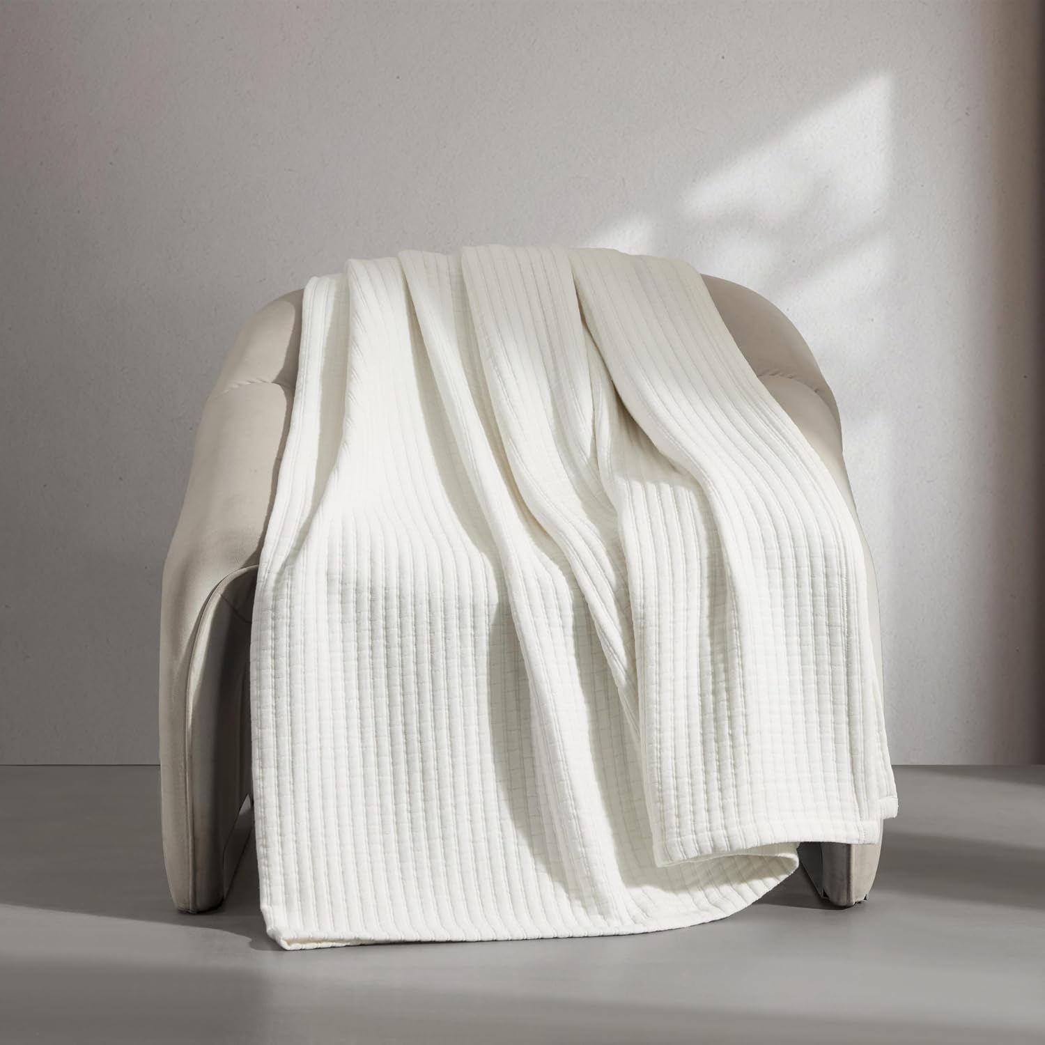 Calvin Klein - King Blanket, 100% Cotton Matelasse, Soft and Breathable, Lightweight Layer, Textured Subway Tile Design, White
