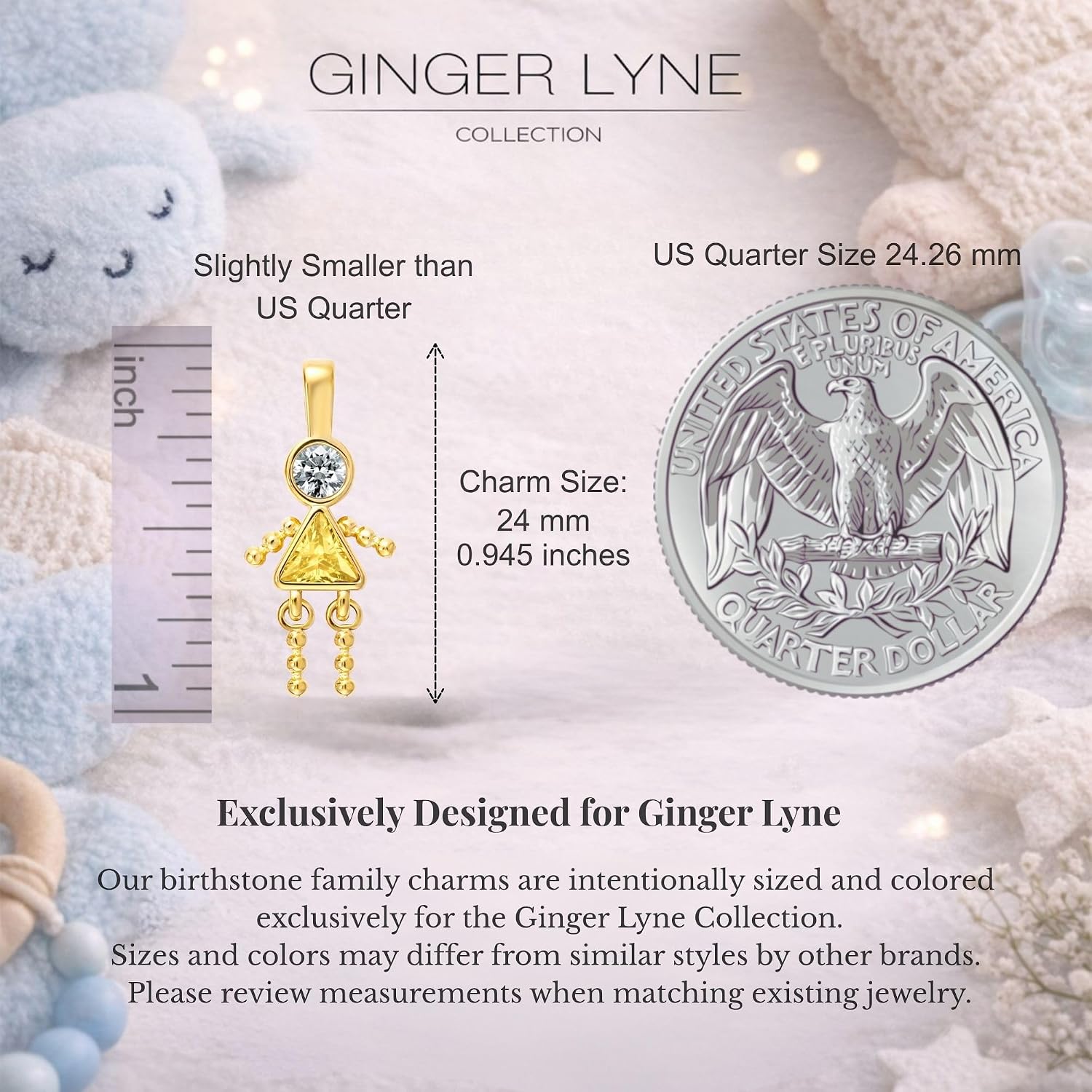 Birthstone Family Pendant for Women by Ginger Lyne - Stainless Steel Person Charm for Mom or Grandma’s Necklace - Personalized Family Tree Jewelry Accessory for Grandmothers