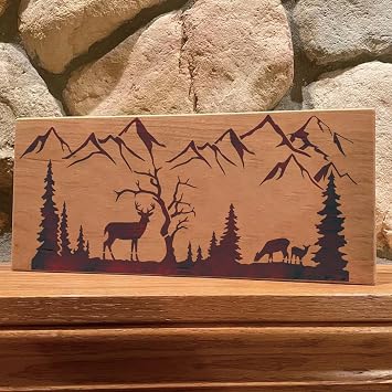 10 Pieces Pine Tree Stencils for Painting, Mountain Stencil Template Reusable Forest Deer Stencils for Wood Burning Canvas Paper Fabric DIY Craft Window Wall Furniture (10 Pine Tree Deer)