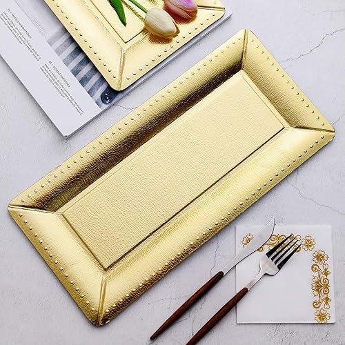 Miniatura 1 de Efavormart - Paquete de 10 bandejas de cartón dorado de 16 pulgadas con borde de cuentas, 1100 GSM para ceremonias de boda, cumpleaños, fiestas,